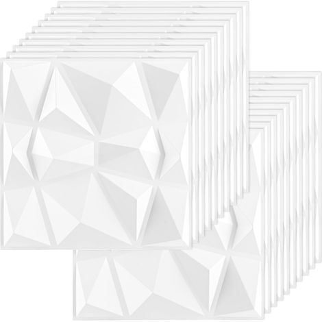 20 Pièces Panneaux Muraux 3D Blancs en PVC 30 x 30 cm, Panneau Mural Decoratif Autocollant pour Salon, Mur TV, Chambre et Plafond, Revetement Mural Léger à Relief Moderne (1/5)