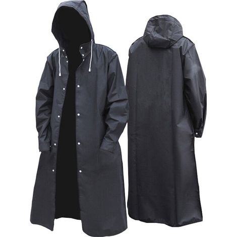Impermeabile lungo in EVA XXL, antivento, impermeabile, riutilizzabile, 12412467 cm, ideale per escursionismo, pesca e passeggiate con il cane - Nero (1/5)