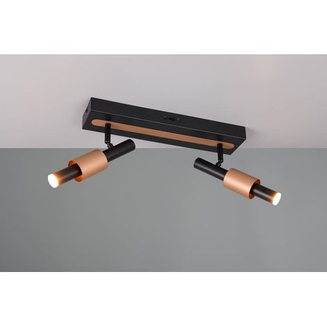 Applique led integree en metal noir mat et cafe 2xsmd - trio - ikaris