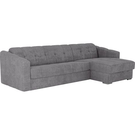 Divano letto angolare express Tessuto testurizzato Grigio Posto letto 140cm Materasso 18cm - DARIELO (1/5)