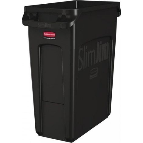 Conteneur de recyclage aéré 60 Litres, en plastique noir, SLIM JIM (1/2)