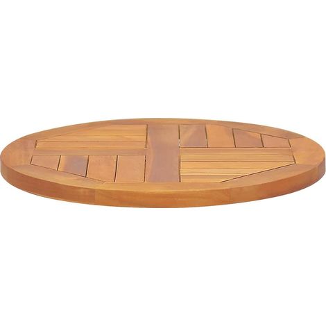 Plateau de table Design Moderne, Dessus de table de salle à manger, Bois de teck solide Rond 2,5 cm 50 cm OIB4138E (1/5)
