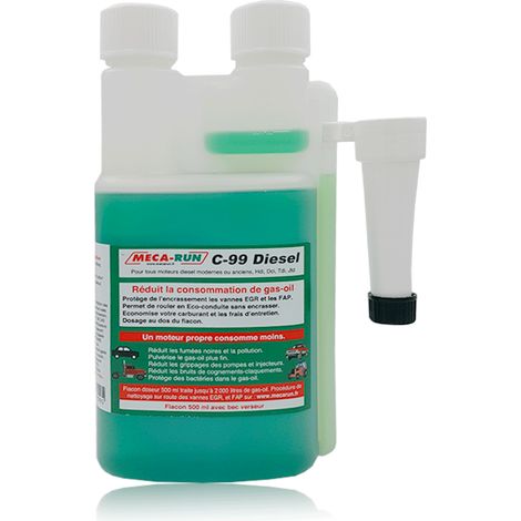 Additif carburant diesel 500ml – Traite et dépollue le carburant – Pour moteurs diesel – Améliore la combustion et réduit les émissions – Mecarun
