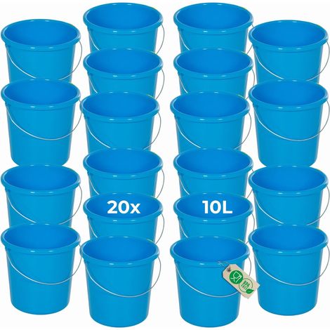 Novaliv 20 pièces seau 10L bleu avec échelle de mesure - seau de nettoyage 10 litres 28,5 cm Pratique et polyvalent avec échelle pour la maison et