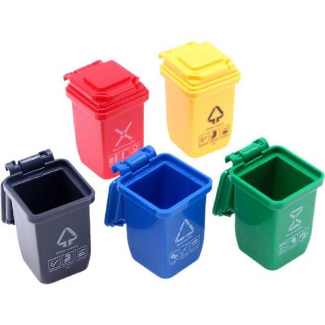 Lot de 5 mini poubelles miniatures, modèles de mini-maisons, décorations pour table à sable (1/3)