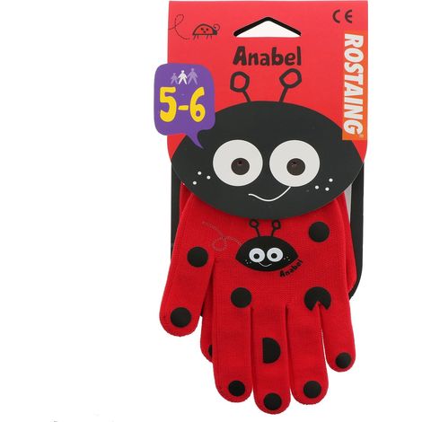 ROSTAING Guanti da Giardinaggio per Bambini Anabel - Coppia di Guanti da Giardinaggio e Bricolage - per Le Mani Piccole e Delicate e la Sicurezza dei Vostri Bambini, Rosso