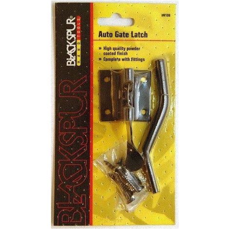 Powder Coated Auto Gate Latch - Black Lock Shed Garden Catch Galvanised Screws
