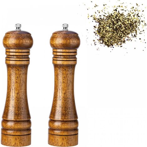 Ensemble moulins à sel et à poivre - Sel et poivre - 22 cm - Bois (1/5)
