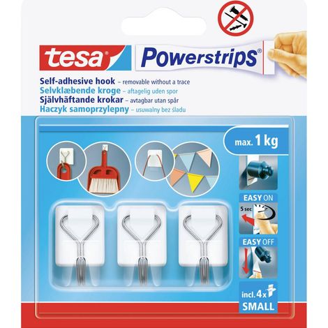 Ganci da bagno autoadesivi in metallo TESA, portata fino a 1 kg, colore bianco