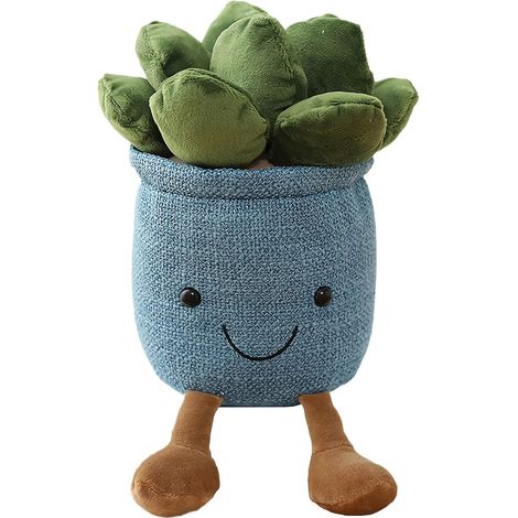 Coussin décoratif en peluche rembourrée de 30 cm (11,8 po), coussin moelleux et doux en forme de plante grasse, multicolore (bleu-plante grasse)
