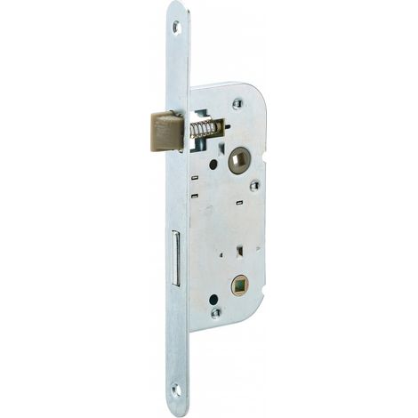 Serrure encastrable pour salle de bain et toilette, axe 40mm, blanche, bouts ronds - SP