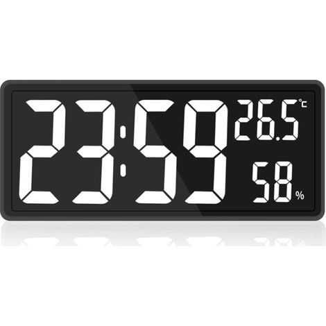 Horloge grande numérique, grand écran horloge murale numérique avec température et humidité, horloge murale numérique avec chiffres LED (1/5)