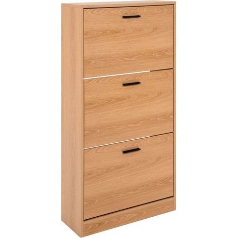 Schuhschrank - Eiche und Schwarz - 18 Paare - L60 x P23,5 x H113 cm (1/5)