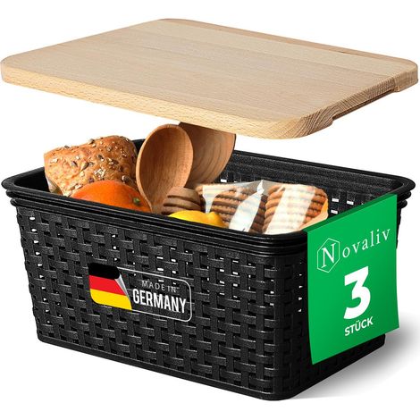 3x Novaliv Aufbewahrungsbox 3x Aufbewahrungsbox, 3x Holzdeckel (1/5)