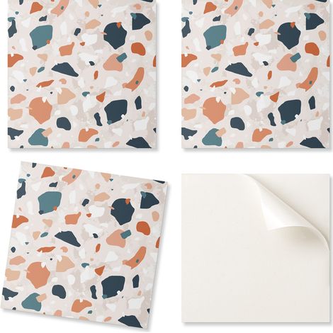 Juego de baldosas de vinilo con estampado abstracto de piedra, 9x30x30 cm.