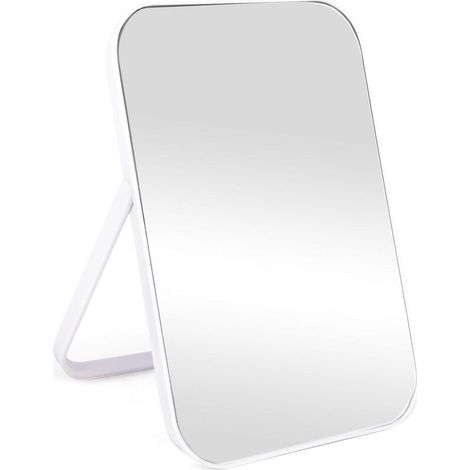 Bardusch-Miroir de courtoisie portable 20,3 cm avec support réglable à 180°, pour coiffeuse, salon ou voyage (blanc) (1/5)