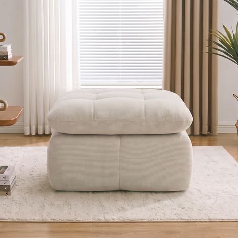 Otomana de chenilla beige (1/5)