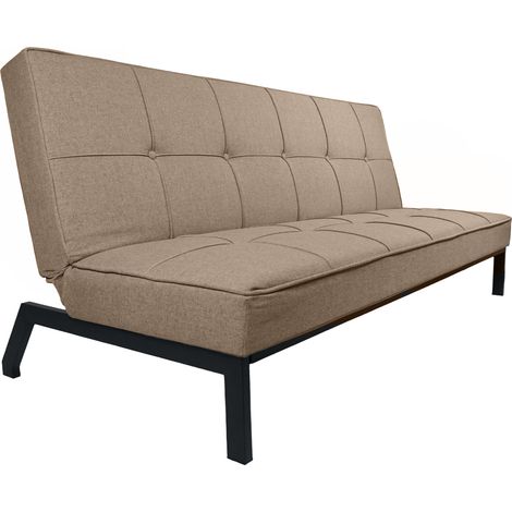 Home Heavenly® – Sofá Cama Louis – Sofá Clic-Clac 3 Plazas, Tapizado en tela Suave, Diseño Minimalista Ideal para Salón e cama d Color: Beige