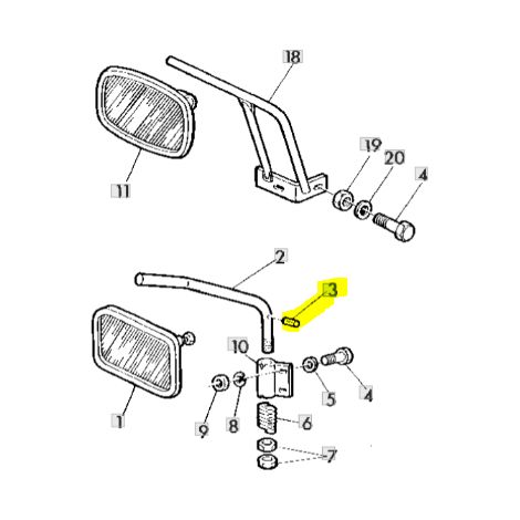 Goupille élastique de support de rétroviseur John Deere 1030 1630 1130 1032 1042 1052 1055 34M7030