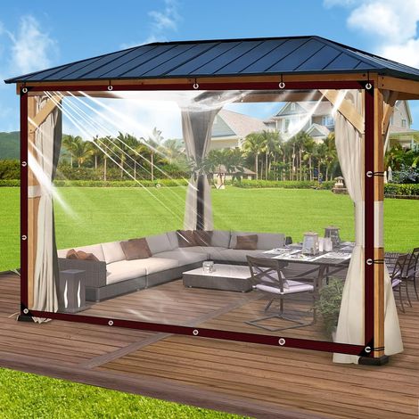 Bâche imperméable Transparente avec œillets, 2 x 3 m, pour extérieur, bâche imperméable et Transparente, pour terrasse, poulailler (1/5)