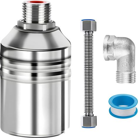 Vanne flottante 3/4" pour réservoir d'eau, valve de contrôle automatique du niveau d'eau, vanne flotteur en acier inoxydable 304 avec bande d'étanchéité, réglage automatique du niveau d'eau (1/5)