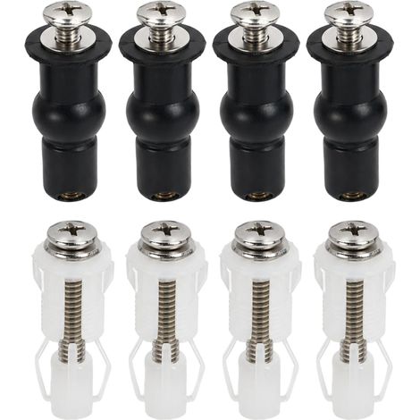 Toilet Seat Fixing Kit, 8 Pieces Toilet Seat Expansion Screws, Fasteners with Nuts and Washers for Blind Hole Toilet Seat Hinge Replacement (1/5)