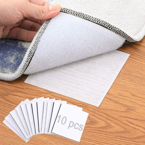 Lot de 10 crochets adhésifs muraux blancs, patères autocollantes antidérapantes carrées, fixations sans perçage pour salle de bain et cuisine (1/5)