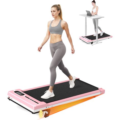 Cinta de correr 3 en 1 – Máquina para caminar con inclinación del 7 % – Velocidad de 1 a 8 km/h – Pantalla LCD – Motor de 2,5 HP – Superficie 39 x 94 cm – Peso 130 kg – Con mando a distancia – Rosa (1/5)