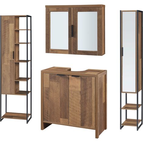 Set di mobili da bagno marrone da 4 pezzi 030009423