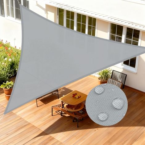 Voile d'ombrage Triangulaire Imperméable 4x4x4m Toile Ombrage avec 95% UV Protection pour Patio Extérieur Jardin Terrasse, Gris