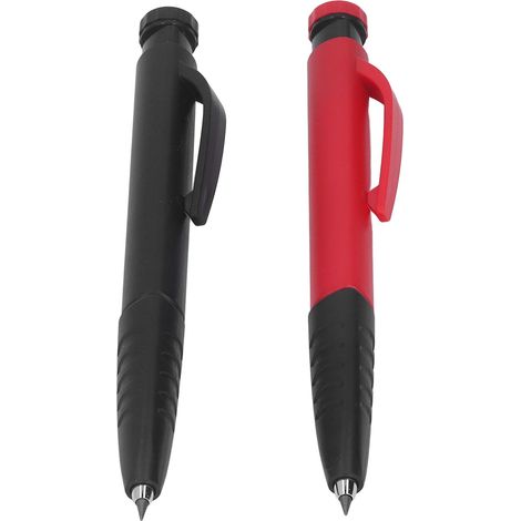 2 Pièces Crayon de Menuisier avec 12 Mines de Rechange pour Marquage sur Bois