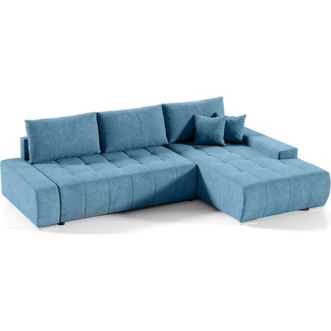 Canapé d'angle convertible droit 4 places avec coffre Jonas Bleu (1/5)
