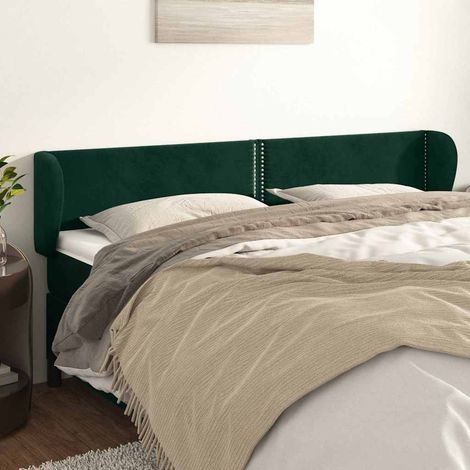 vidaXL Cabecero de terciopelo verde oscuro 203x23x78/88 cm (1/5)