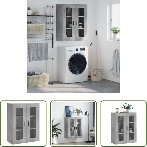 vidaXL Betonfarbe - Wandschrank Betongrau 69,5x34x90 cm (1/5)
