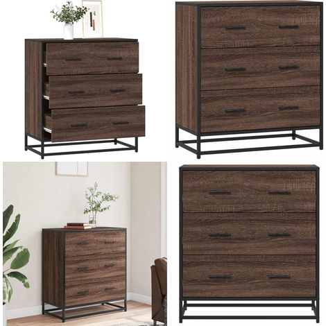 vidaXL Sideboard Braun Eichen-Optik 68x35x76 cm Holzwerkstoff & Metall (1/5)