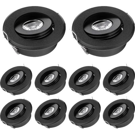 Downlight, Mini-Einbau-Design, Warmweißes LED, Schwarzer Körper, Warmweiß 3000K, 3W (1/2)