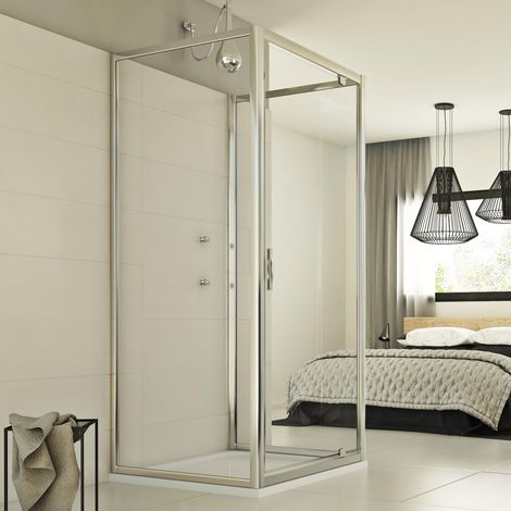 Duschkabine 3-seitig Klarglas h 198 mod. Cristal Trio 1 Tür 90x90x90 Öff. 90 cm