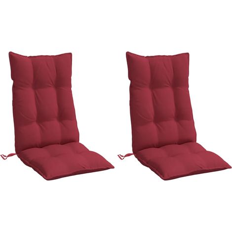 Cuscini Sedia con Schienale Alto 2 pz Rosso Vino Tessuto Oxford vidaXL