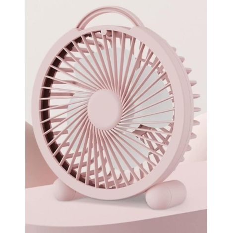 Ventilador de escritorio USB portátil, silencioso y potente, ideal para oficinas y hogares. Solo funciona con corriente eléctrica. Color rosa. (1/5)