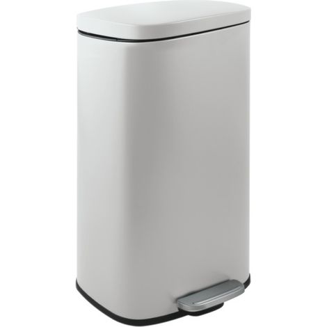 Spirella – Poubelle à pédale 30L en acier blanc mat – Insert plastique avec poignée – Ouverture facile avec grande pédale – Dimensions 34,3x23,5x62,9cm