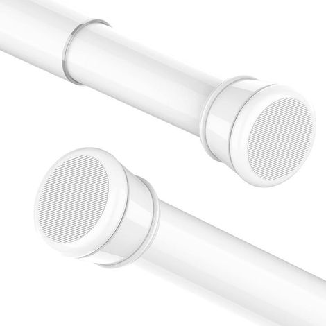 2 Pieces Extendable Curtain Rod Without Drilling Telescopic Shower Curtain Rod Adjustable Shower Rod for Bathroom, Bedroom (White, 55-90cm) (1/5)