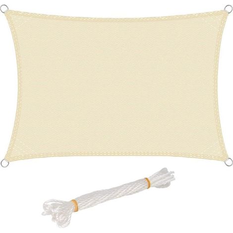Voile D'Ombrage Rectangulaire ImperméAble Anti 93% Uv RéSistant à L'Eau Protection Contre Le Vent Polyester Avec Protection Uv Pour Jardin Terrasse Camping, Beige, 3x5M - RWVoile d'ombrage (1/5)