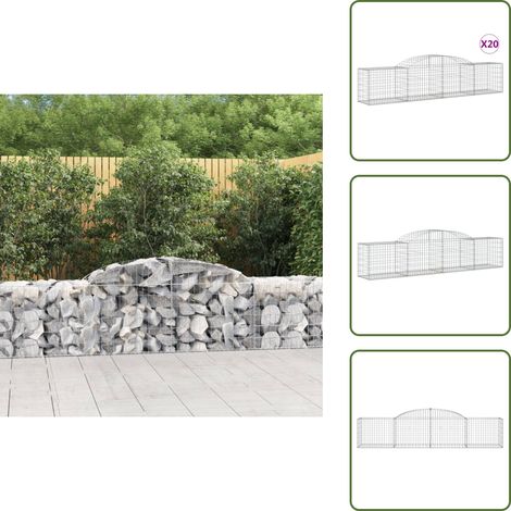 Paniers à gabions arqués 20 pcs 300x50x60/80 cm fer galvanisé - Panier Gabion - Mur Gabion - Clôture Gabion - Décoration Jardin - Barrieres Jardin (1/5)