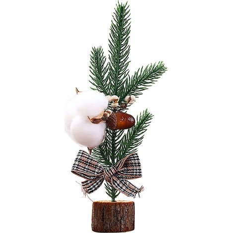 Arbre En Pot Thème Coton Décoration De Table De Noël, Ornement Bonsaï Simulé À Cône Et Aiguilles (1/3)