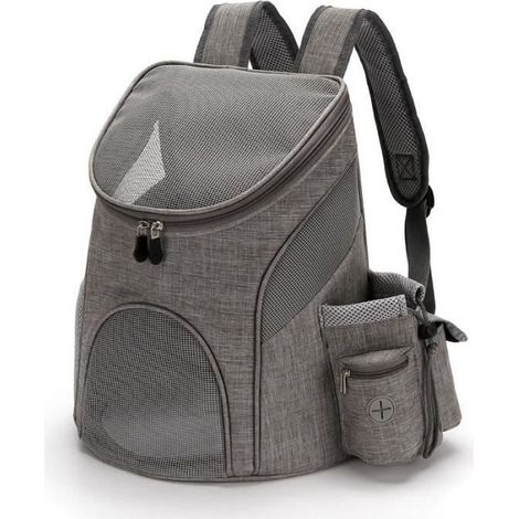 MTEVOTX Sac Transport Chat, Sac à Dos Pour Chat et Petit Chien, Respirant et Pliable pour Voyage, randonnée, Marche, Camping (Gris) (1/4)