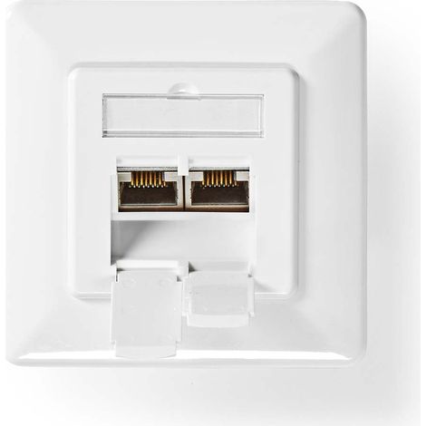 Boite murale de reseau interieure 2 ports cat7 droit femelle plaque or pvc ivoire boites