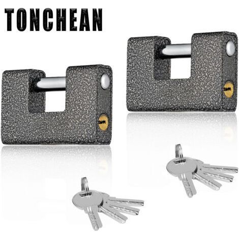 80mm Cadenas à clé,Cadenas Exterieur Ultra Robuste avec 8 Clés (Lot de 2) Gros Cadenas Monobloc en Acier Solide Trempé Manille de 12mm d’Épaisseur Protège Portes de Garages,Containers-TONCHEA (1/5)