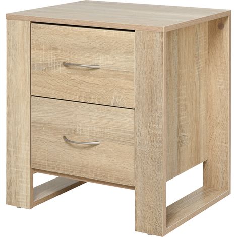 Brown Nightstand with 2 Drawers and Elevated Base,Stylish Side Table for Bedroom or Living Room,Functional and Modern Design