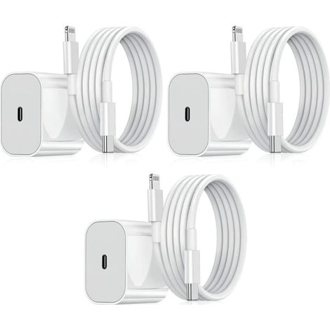 2er-Pack iPhone-Ladegeräte – Schnellladegerät – Adapter + 20-W-Kabel, Weiß, Einheitsgröße passend für iPhone (NT)