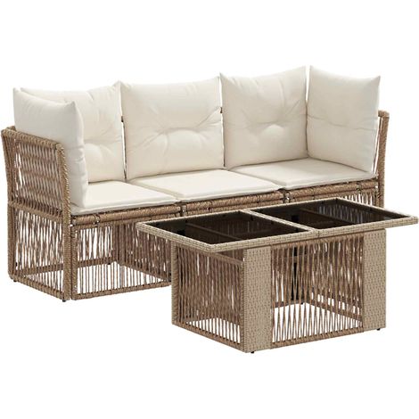 Conjunto de sofás de jardín 4 uds. Beige ratán sintético vidaXL (1/5)